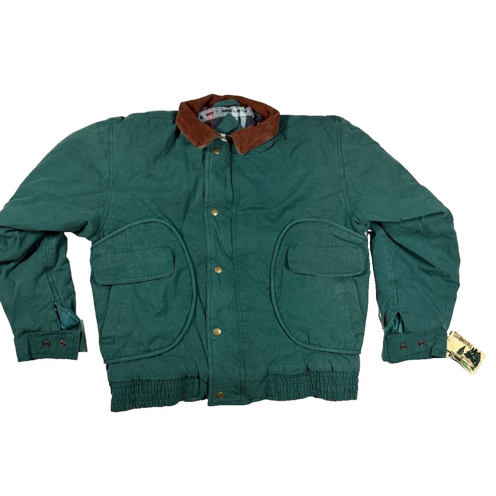 Vintage Backwoods Bomber Jacket Boys Large Olive Green Outdoor Full Zip Snap NWT